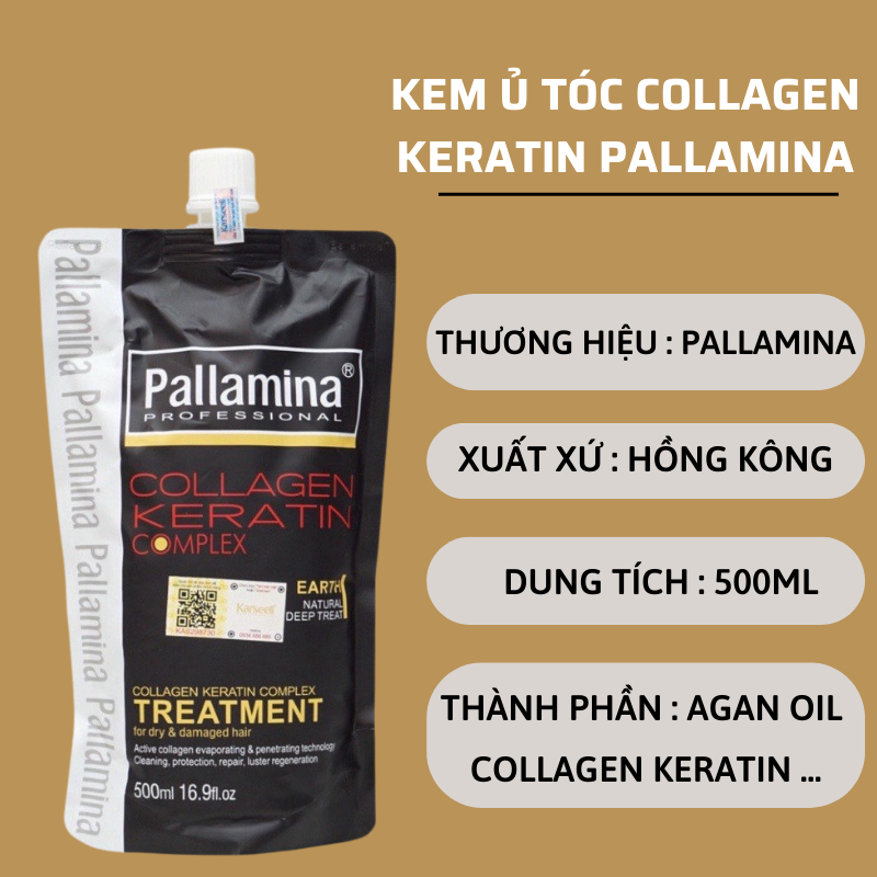Kem Ủ Tóc Keratin PALLAMINA 500ML Phục Hồi Tóc Chuyên Sâu Tái Sinh Nang Tóc Siêu Mềm Mượt
