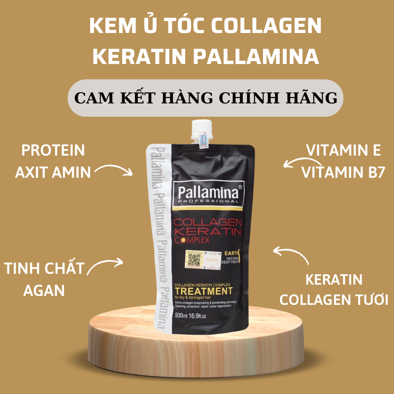 Kem Ủ Tóc Keratin PALLAMINA 500ML Phục Hồi Tóc Chuyên Sâu Tái Sinh Nang Tóc Siêu Mềm Mượt