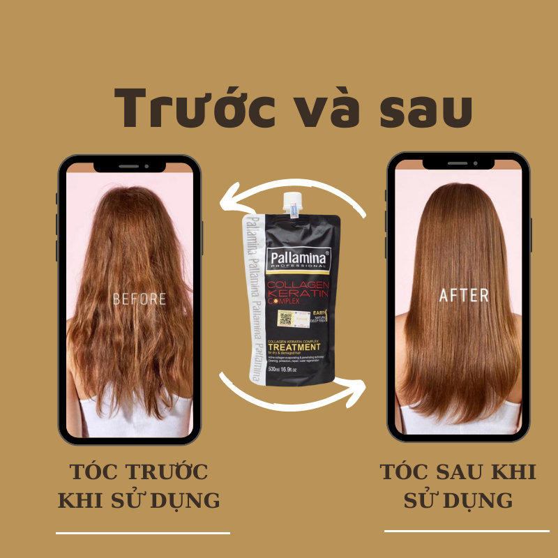 Kem Ủ Tóc Keratin PALLAMINA 500ML Phục Hồi Tóc Chuyên Sâu Tái Sinh Nang Tóc Siêu Mềm Mượt