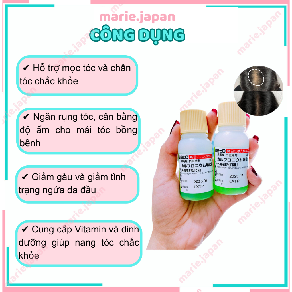 Tinh chất Sato chấm hói mọc tóc giảm rụng tóc 30ml Nhật Bản (Tặng kèm chai xịt)