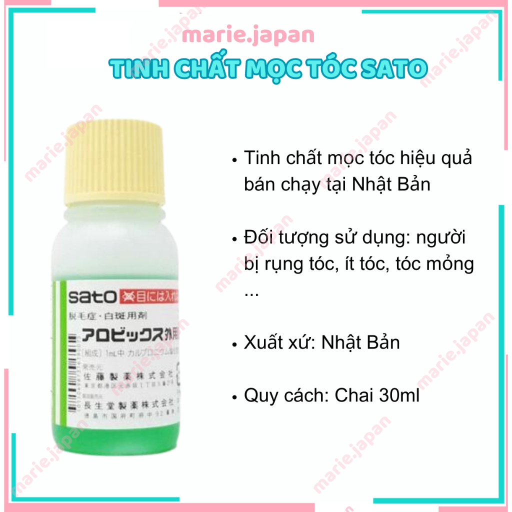 Tinh chất Sato chấm hói mọc tóc giảm rụng tóc 30ml Nhật Bản (Tặng kèm chai xịt)