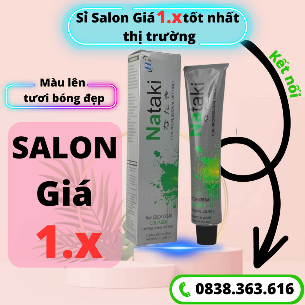 Thuốc nhuộm tóc NATAKI collagen 100ml full mã màu không kèm oxy sỉ dành cho SALON