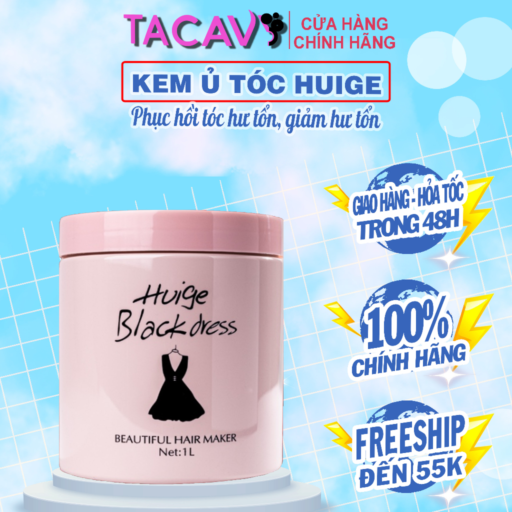 Kem ủ tóc Huiger black dress 1000ML Huige BỘT NGỌC CHAI ,VÁY ĐEN siêu mềm mượt
