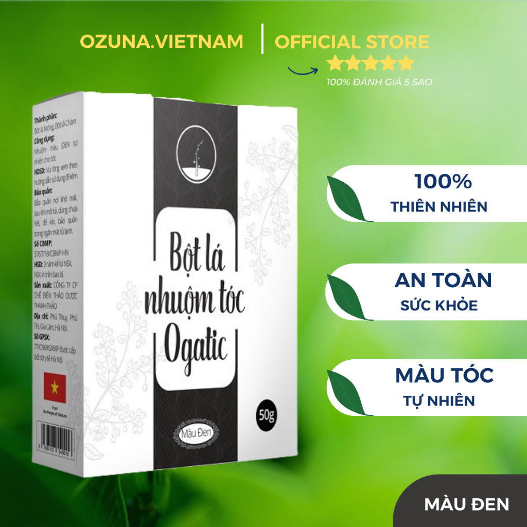 Thuốc nhuộm tóc từ thiên nhiên Ogatic, nhuộm phủ bạc tóc an toàn không hóa chất, nhuộm đen an toàn tại nhà