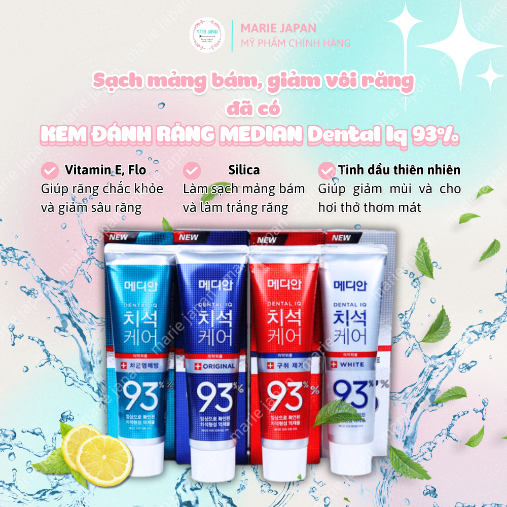 Kem đánh răng Median Dental Iq 93% bán chạy số 1 Hàn Quốc 120g