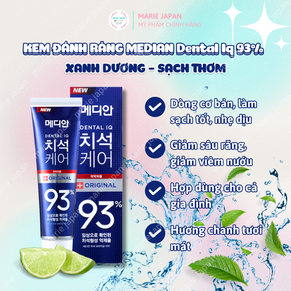 Kem đánh răng Median Dental Iq 93% bán chạy số 1 Hàn Quốc 120g