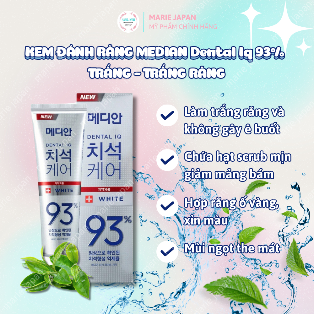 Kem đánh răng Median Dental Iq 93% bán chạy số 1 Hàn Quốc 120g