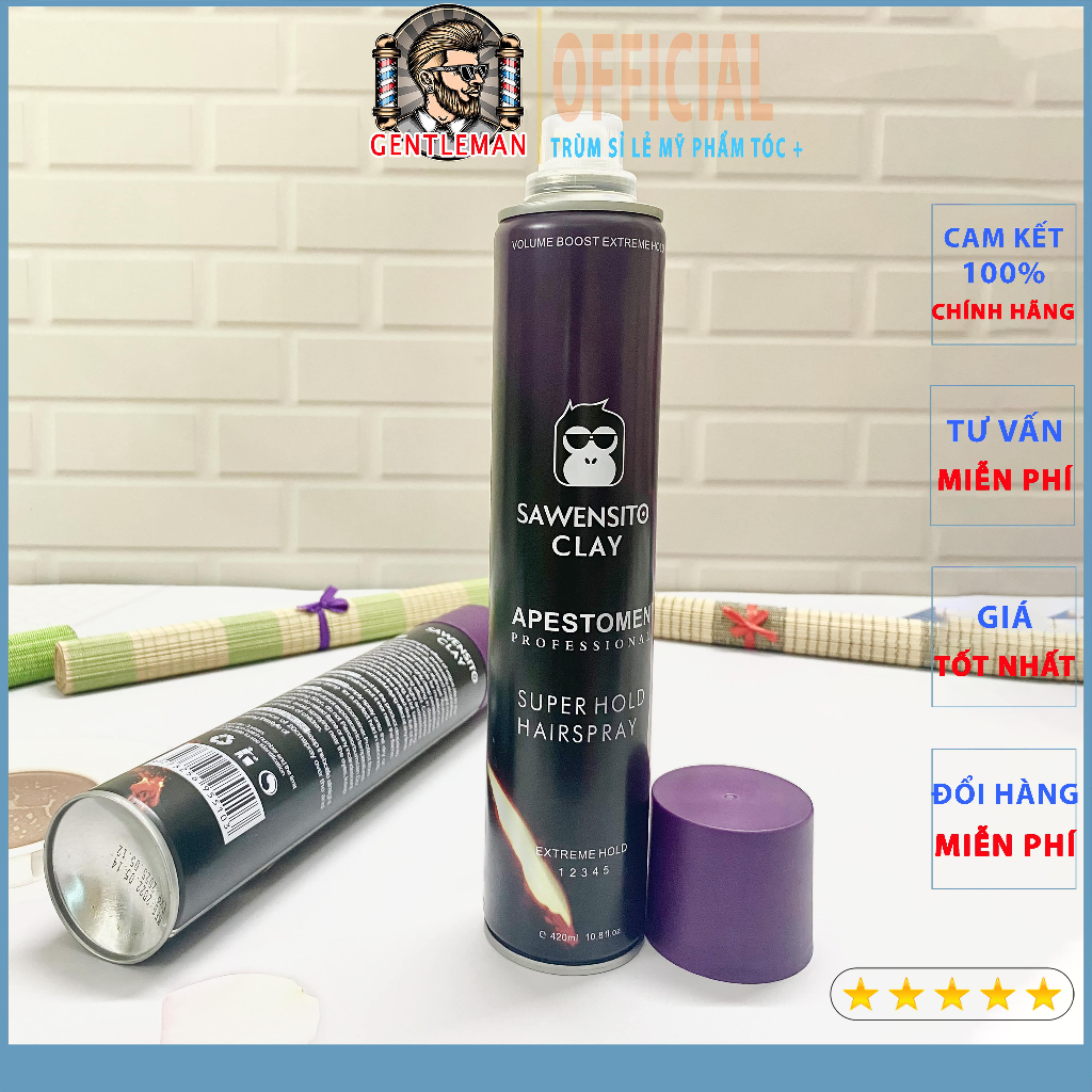 Gôm Xịt Tóc SAWENSITO Clay 420ml – Gôm Xịt Tóc Nam Tạo Kiểu Giữ Nếp Tóc 24h, Keo Xịt Tóc Bản Đặc Biệt Cực Thơm, Dễ Dùng