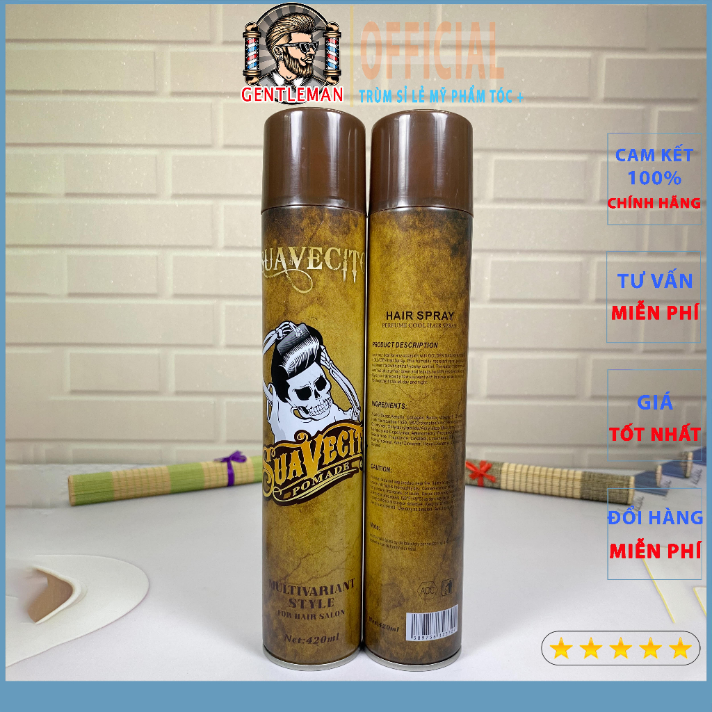 Gôm Xịt Tóc SUAVECITO 420ml – Gôm Xịt Tóc Nam Tạo Kiểu Giữ Nếp Tóc 24h, Keo Xịt Tóc Bản Đặc Biệt Cực Thơm, Dễ Sử Dụng