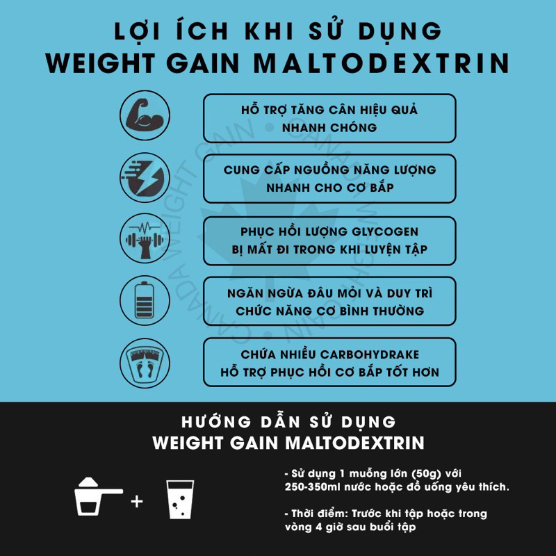 Sữa Hỗ Trợ Tăng Cân – Tăng Cơ MALTO Túi 1kg – Canada Weightgain- FreeShip