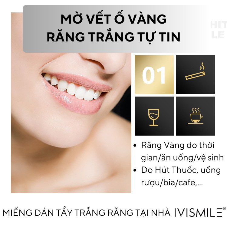 [Tặng 1 gói] Miếng dán tẩy trắng răng IVISMILE NON TOXIC DRY bản CAO CẤP cho răng Nhạy Cảm, hiệu quả trắng sau 2-3 ngày