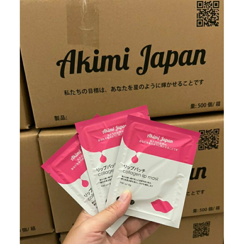 ( Akimi japan) Nạ môi collagen hoa hồng giúp môi hồng căng mọng