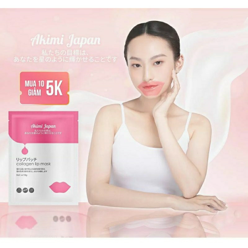( Akimi japan) Nạ môi collagen hoa hồng giúp môi hồng căng mọng