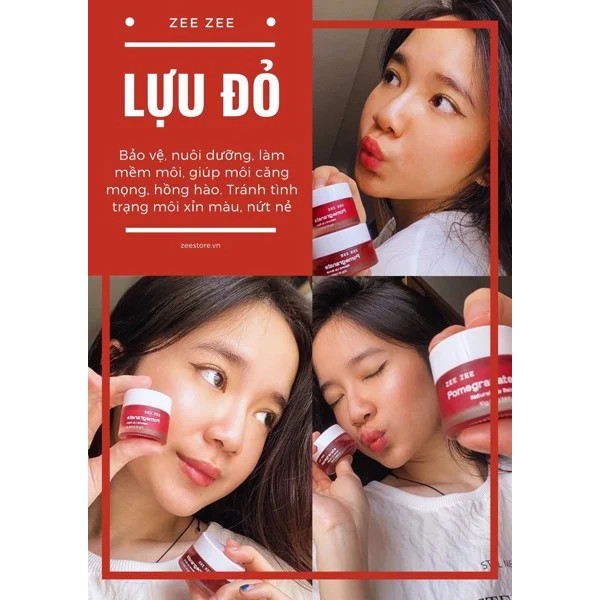 Mặt nạ ngủ dưỡng môi  ZEE siêu hot, son dưỡng môi hồng dưỡng ẩm môi chống thâm chống nứt môi chiết xuất lựu đỏ 10g