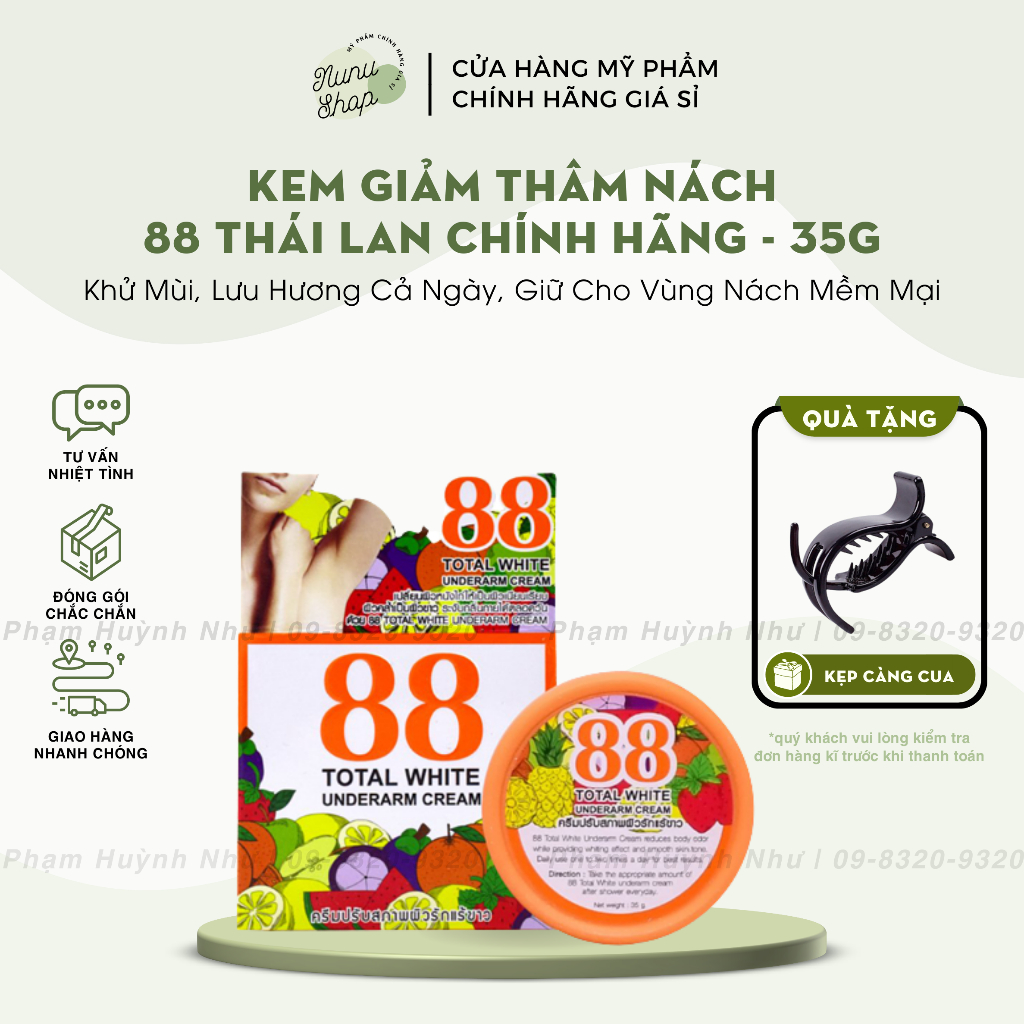 [Tặng kẹp tóc]KEM 88 THÁI LAN HỖ TRỢ GIẢM THÂM NÁCH 35gram