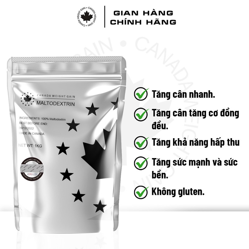 Sữa Hỗ Trợ Tăng Cân – Tăng Cơ MALTO Túi 1kg – Canada Weightgain- FreeShip