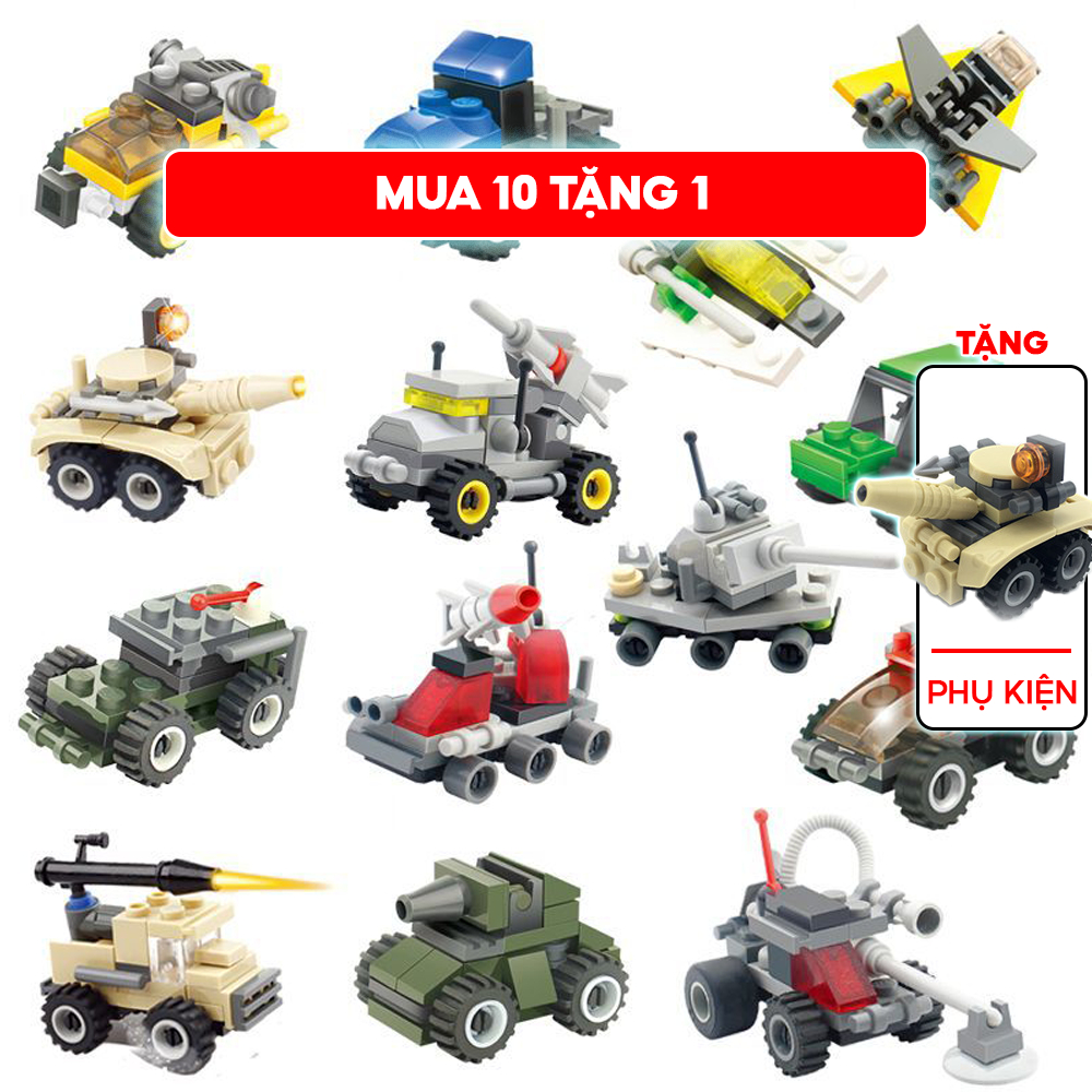 Đồ chơi lắp ráp Xe Tăng, Xe Oto, Xe Quân Sự, Máy Bay dạng hộp mini 29 chi tiết đồ chơi dành cho bé