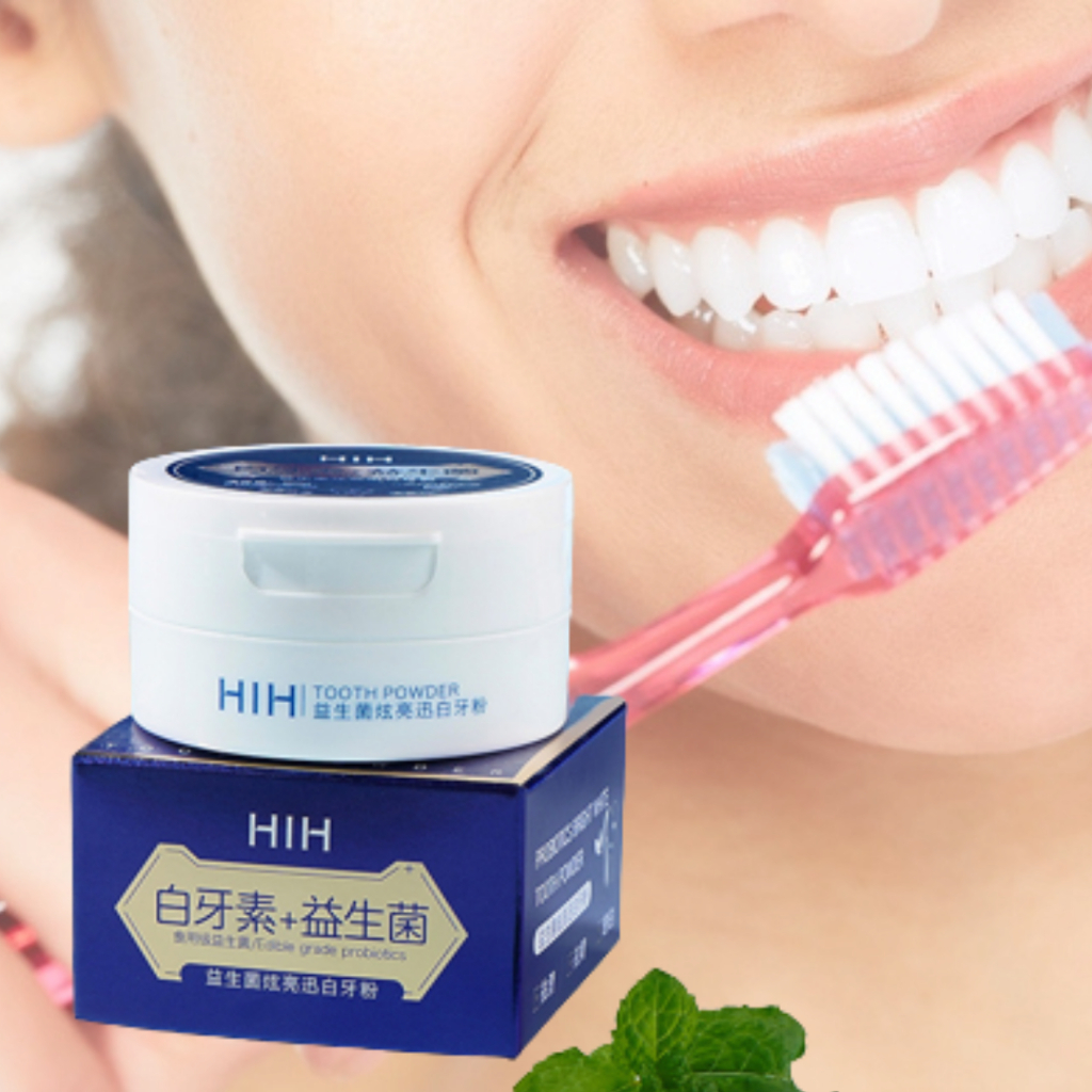 Bột Trắng Răng Men Vi Sinh HIH Brightening Khử Mùi Hôi Miệng Hỗ Trợ Trắng Răng 50g