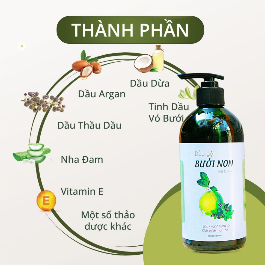 Dầu gội bưởi thảo dược kích mọc tóc giảm rụng tóc – dầu gội thiên nhiên chứa tinh dầu bưởi chống rụng tóc 500ml