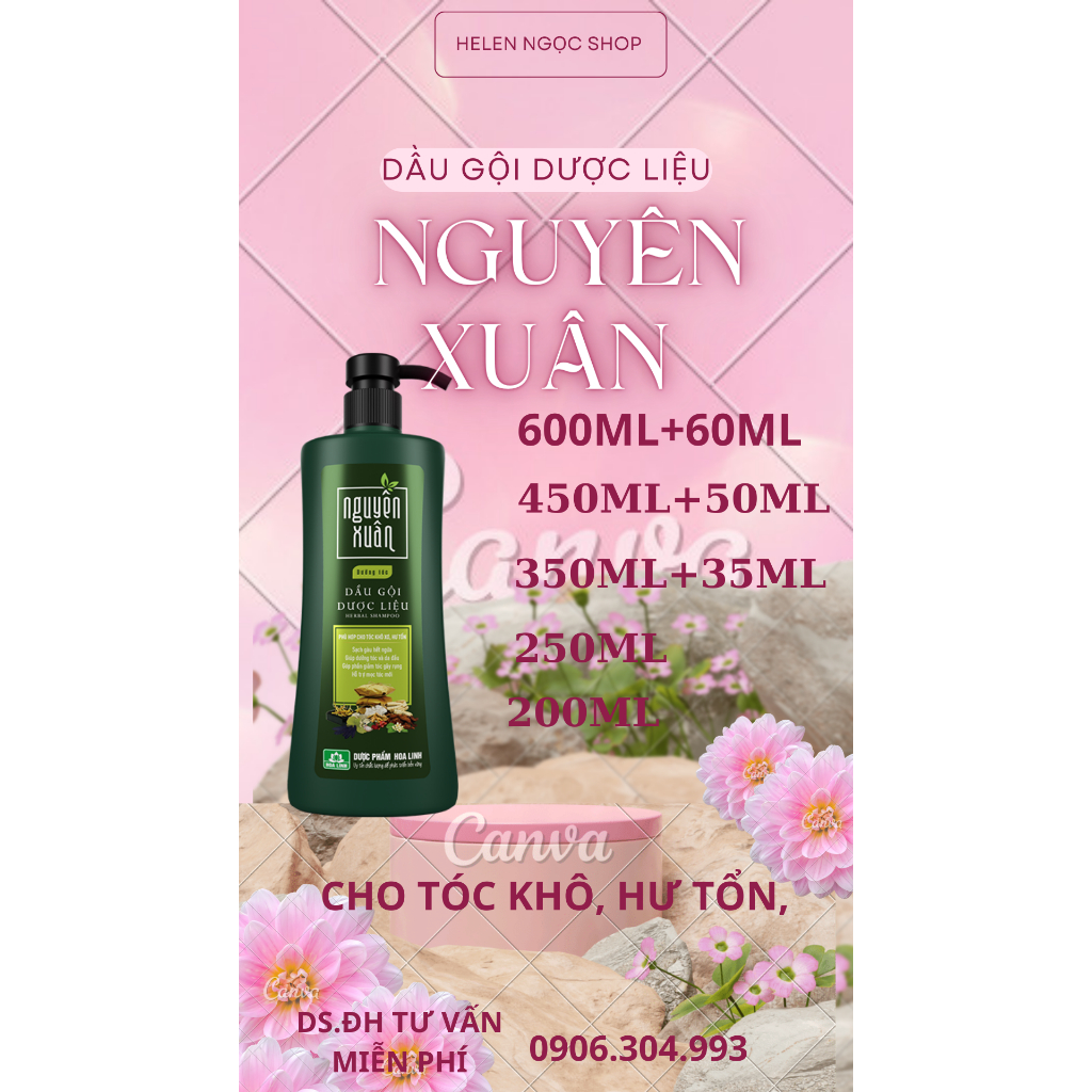 600ML+60ML Dầu gội dược liệu Nguyên Xuân dưỡng tóc SIÊU TIẾT KIỆM giá không đổi