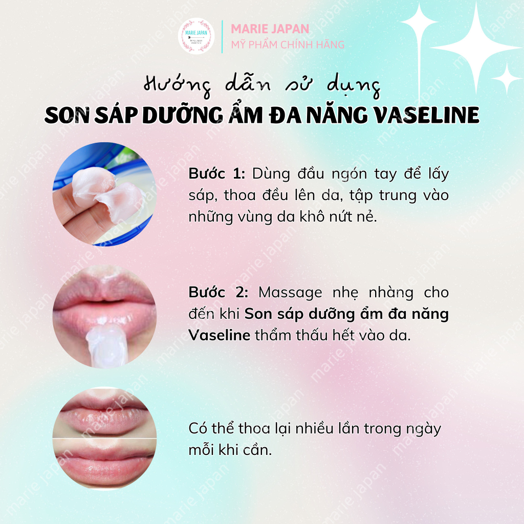 Son Sáp Dưỡng Ẩm Vaseline Đa Năng Mỹ (Dưỡng mềm môi, Dài mi…)