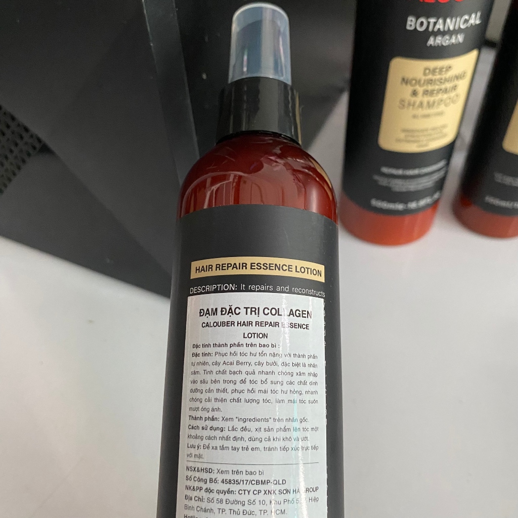 (CHÍNH HÃNG) Xịt dưỡng tóc siêu mềm mượt, phục hồi tóc COLLAGEN Hair Repair Essence Lotion Caluo.Ber 300ml