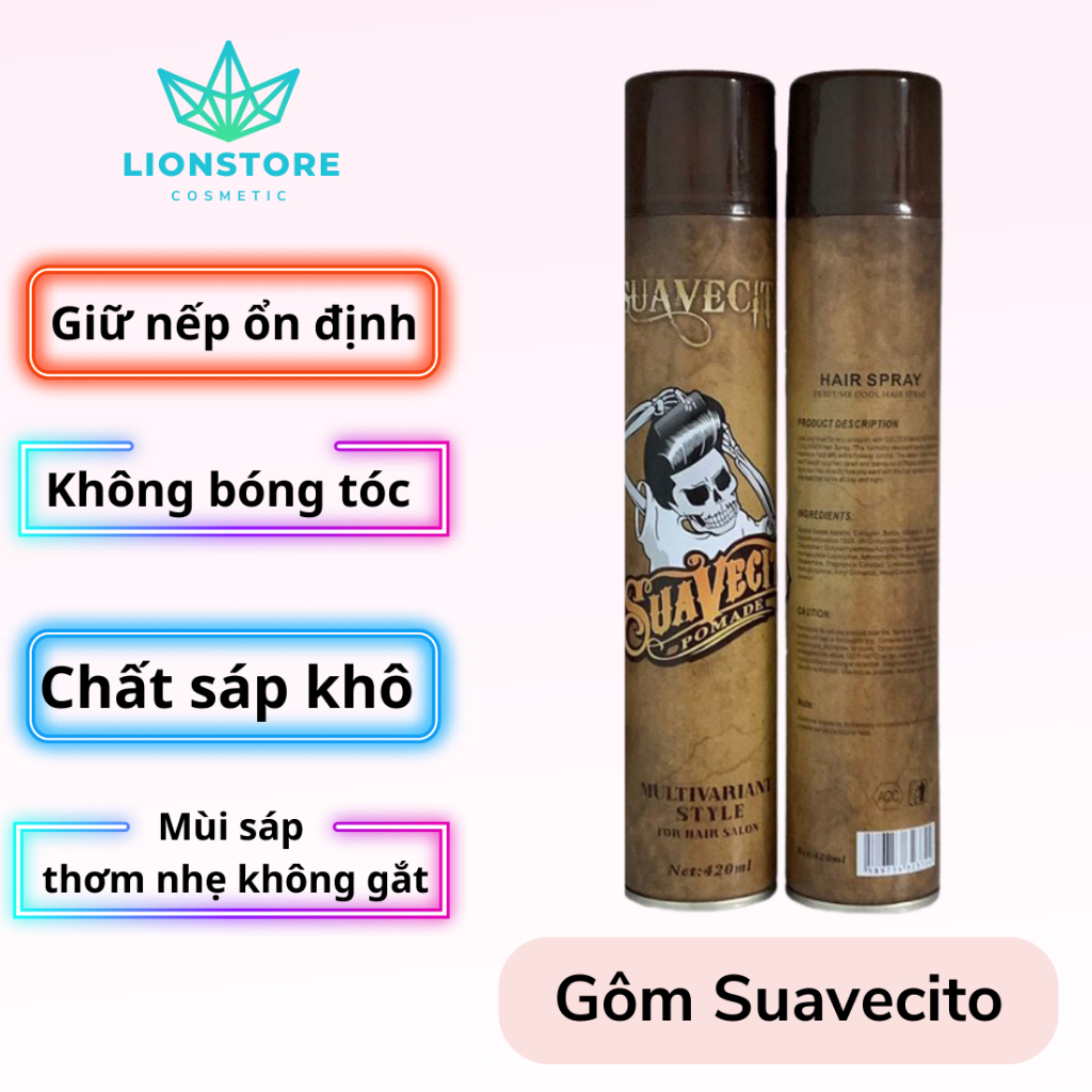 Gôm xịt tóc nam nữ tạo kiểu giữ nếp SUAVECITO 420ML sáp vuốt tóc clay