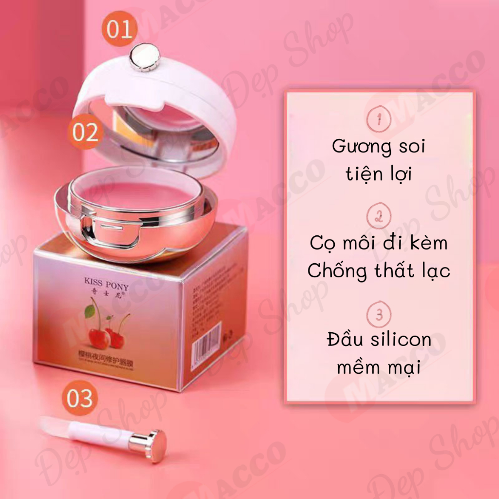 Mặt Nạ Ngủ Làm Hồng Môi KISS PONY, Dưỡng Ẩm Sâu, Cho Đôi Môi Căng Mọng, Ửng Hổng Tươi Trẻ