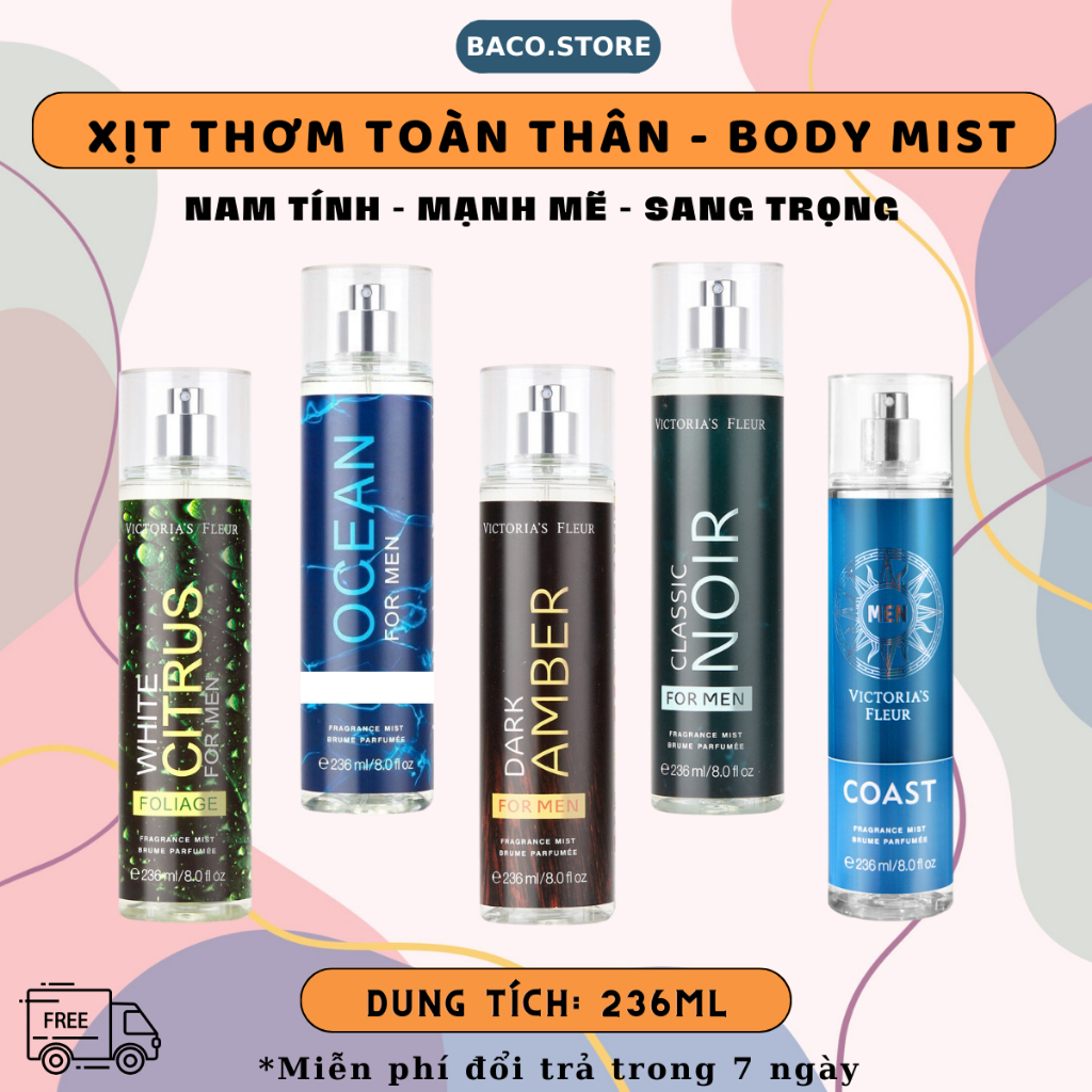 body mist Xịt Thơm Toàn thân Victoria’s Secret Body Mist 250ml Siêu Thơm Cá Tính, Năng Động