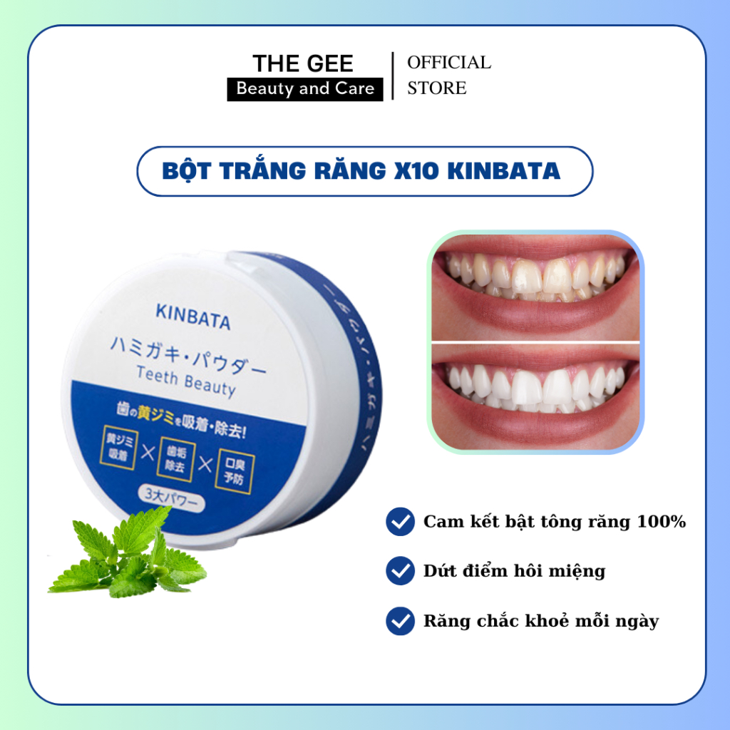 KINBATA Cam kết trắng bật tông, dứt điểm hôi miệng, giảm viêm nha chu với bột đánh răng 50g