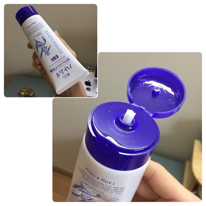 Sữa rửa mặt dưỡng ẩm, ngừa mụn, làm sáng da ý dĩ Hatomugi Nhật Bản 130g, 170g  [xanh – trắng]