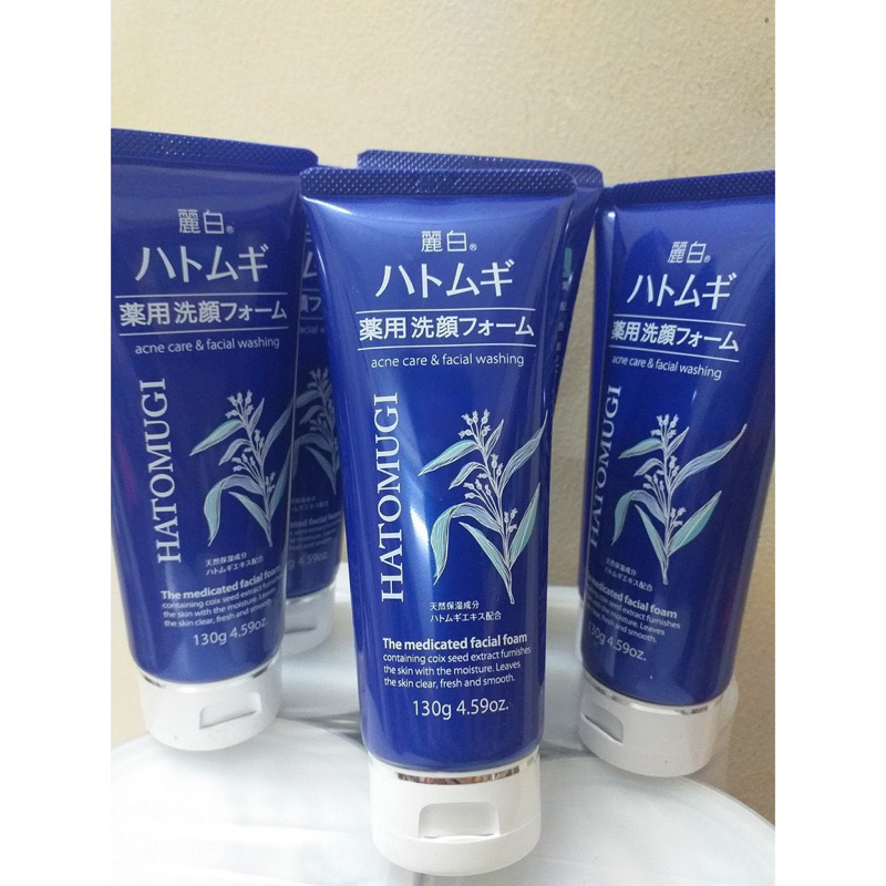 Sữa rửa mặt dưỡng ẩm, ngừa mụn, làm sáng da ý dĩ Hatomugi Nhật Bản 130g, 170g  [xanh – trắng]