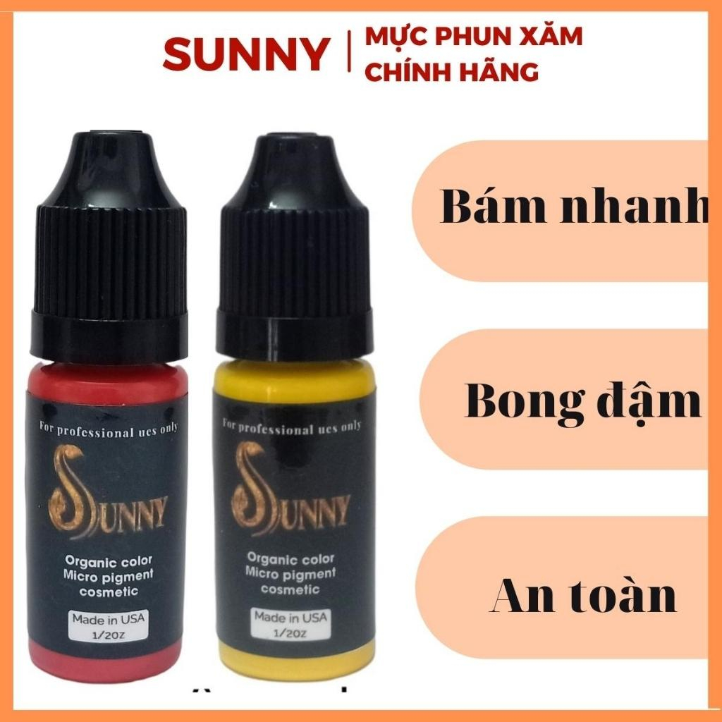 Sỉ mực phun xăm hữu cơ SUNNY, mực xăm môi mày mí bong đậm 10ml