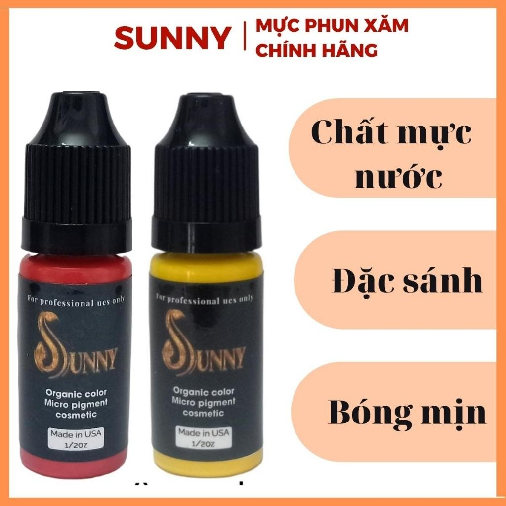 Sỉ mực phun xăm hữu cơ SUNNY, mực xăm môi mày mí bong đậm 10ml