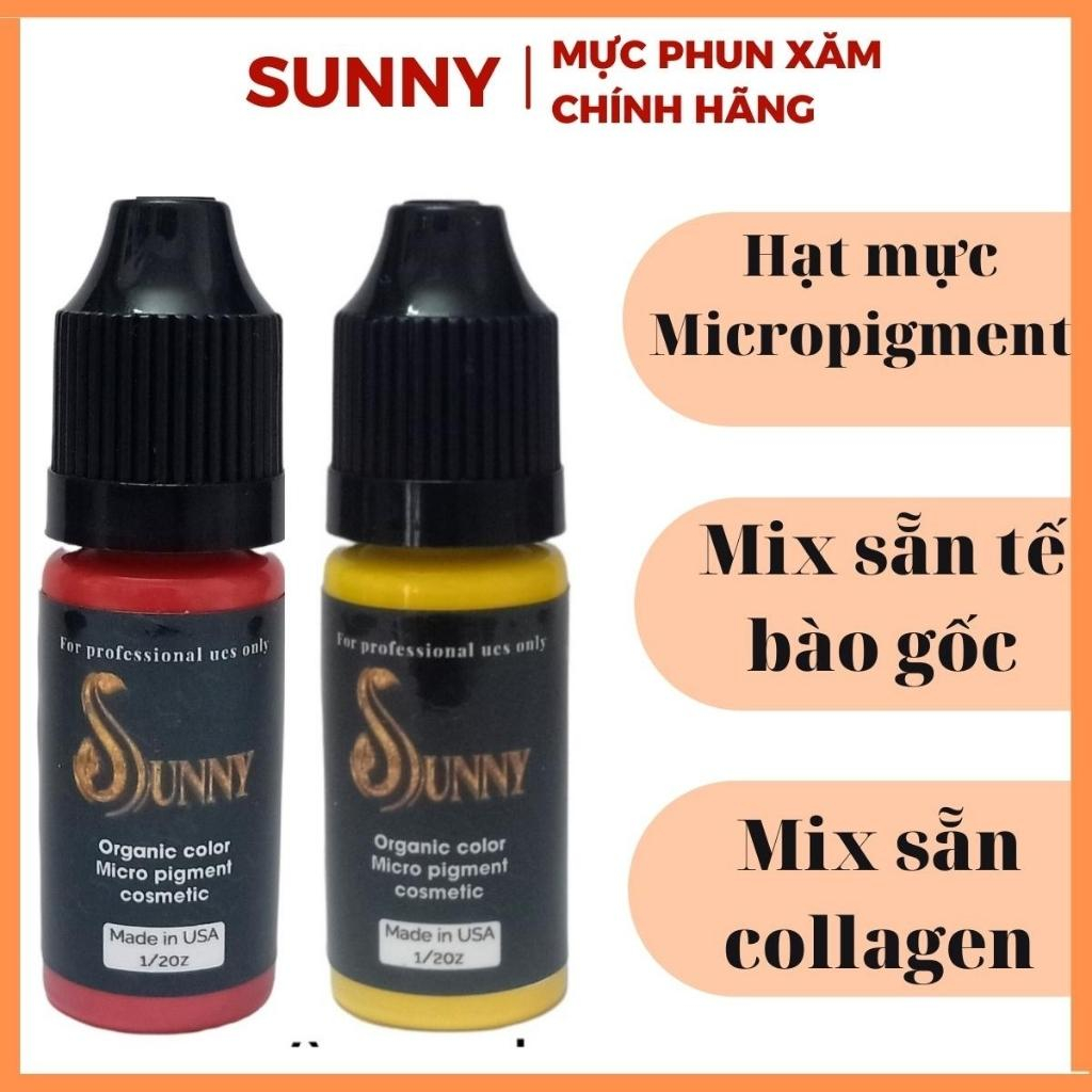 Sỉ mực phun xăm hữu cơ SUNNY, mực xăm môi mày mí bong đậm 10ml