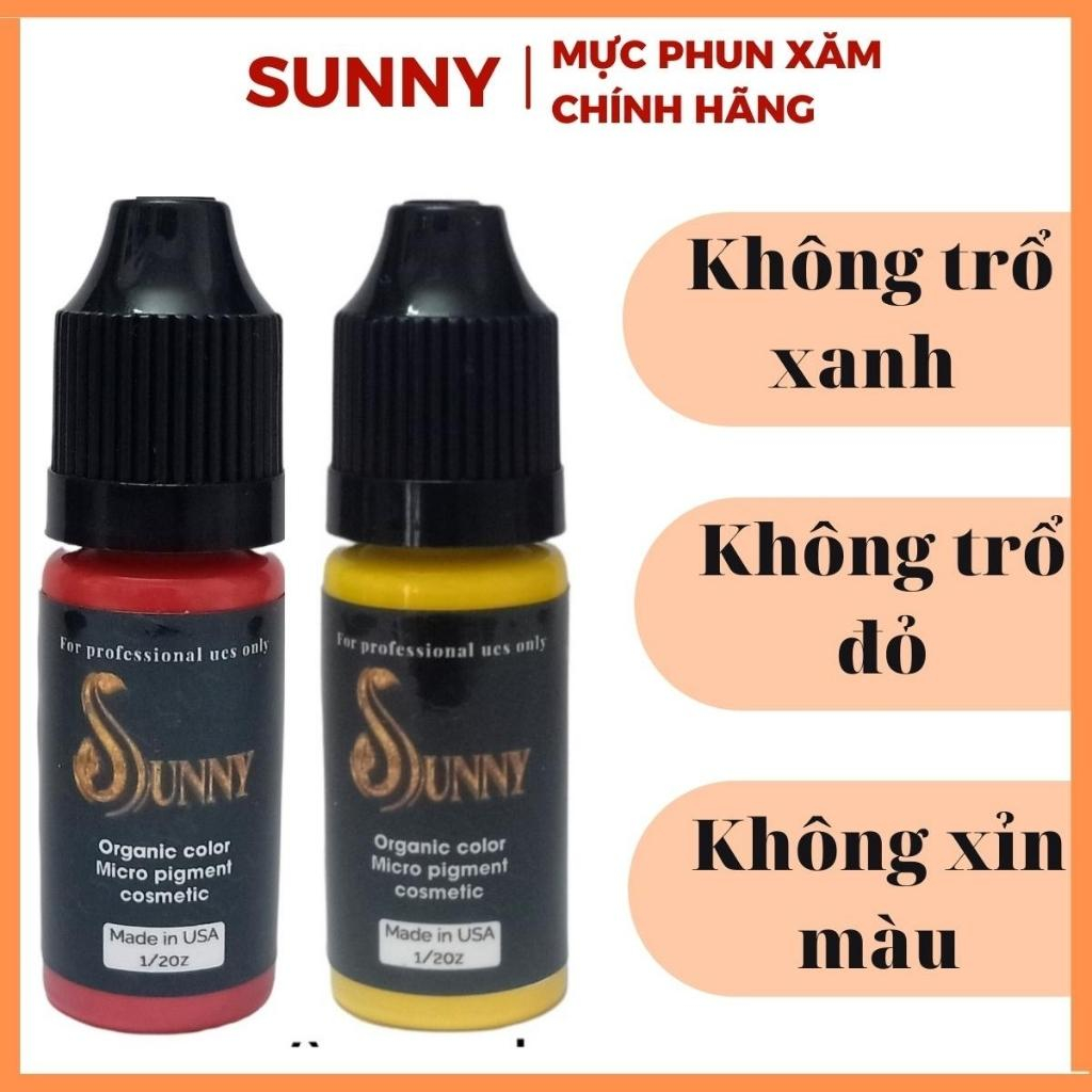 Sỉ mực phun xăm hữu cơ SUNNY, mực xăm môi mày mí bong đậm 10ml