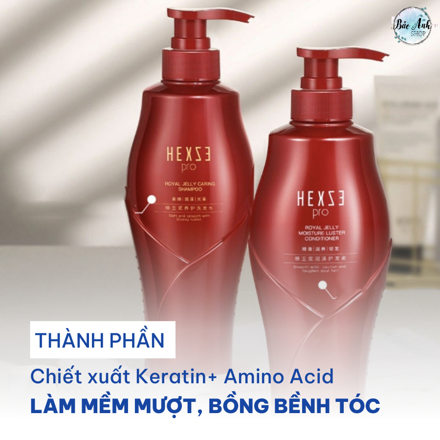 Cặp dầu gội xả Hexze Pro giảm bết tóc, dưỡng tóc mềm mượt