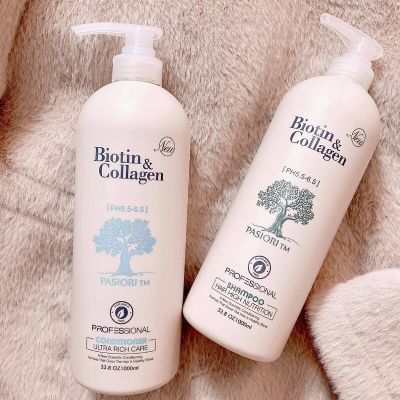 Dầu Gội Cặp Biotin Collagen 1000ml – Dầu Gội Đầu Ngăn Ngừa Rụng Tóc, Gàu & Kiềm Dầu, Phục Hồi Hư Tổn ✔️