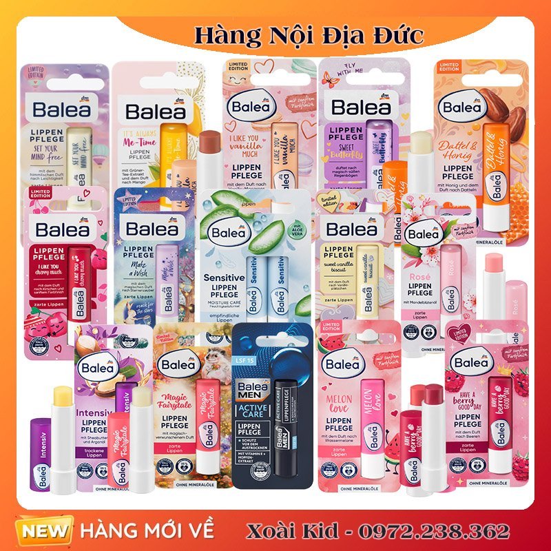 [auth] Son dưỡng môi Balea giúp môi căng bóng, mềm mịn                                         nội địa Đức,Đủ Bill [Hot]