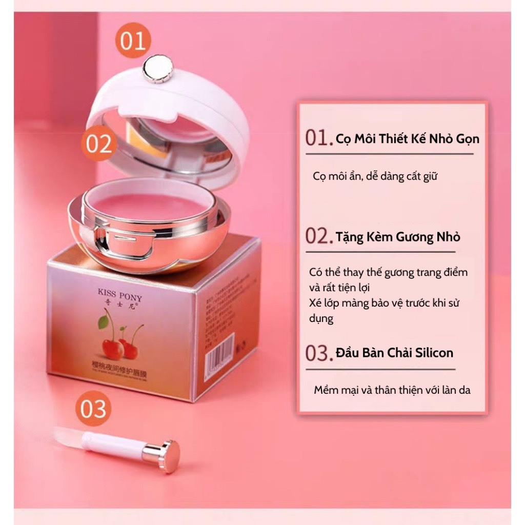 Mặt Nạ Ủ Môi Dưỡng Hồng KISS PONY Giúp Môi Căng Mọng, Mềm Mịn, Tẩy Da Chết Cho Môi