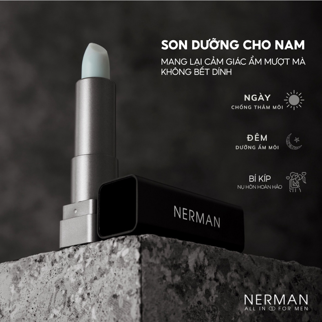 Son dưỡng cho nam Nerman dưỡng ẩm môi,giảm nứt nẻ,không bết dính,hỗ trợ mờ thâm Men in Black 4g