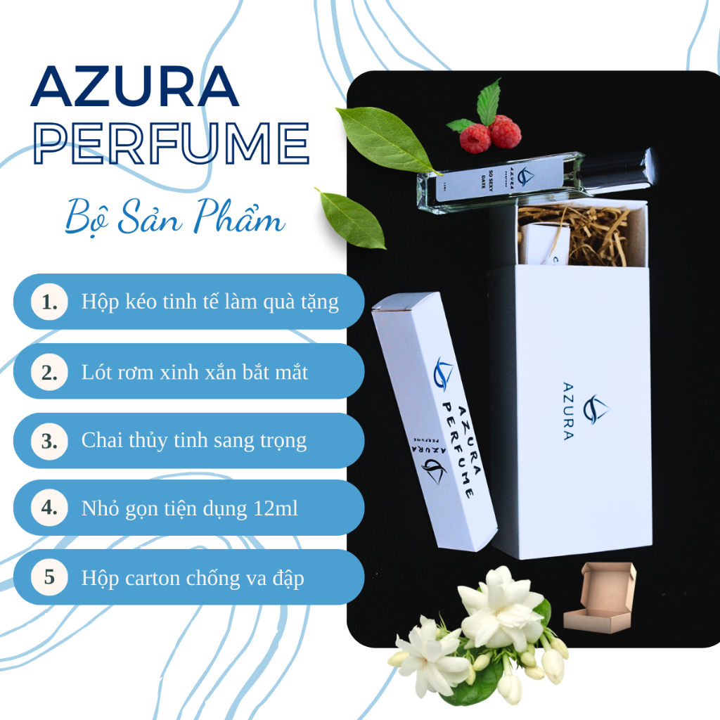 Nước Hoa Nữ Thơm Lâu Azura Quyến Rủ Bí Ẩn, Ngọt Ngào Thơ Ngây Dạng Chai Xịt 12Ml Lưu Hương 12 Giờ