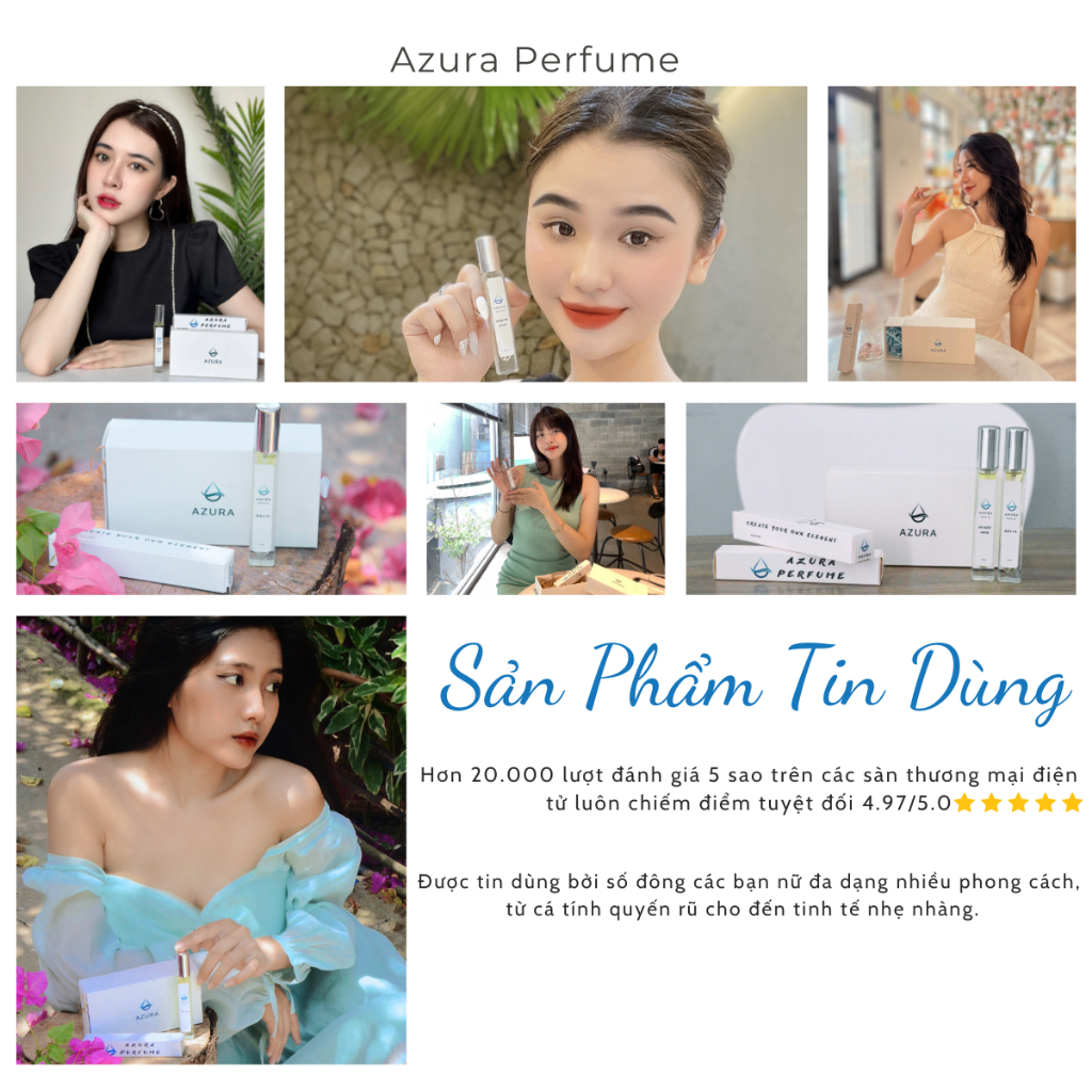 Nước Hoa Nữ Thơm Lâu Azura Quyến Rủ Bí Ẩn, Ngọt Ngào Thơ Ngây Dạng Chai Xịt 12Ml Lưu Hương 12 Giờ