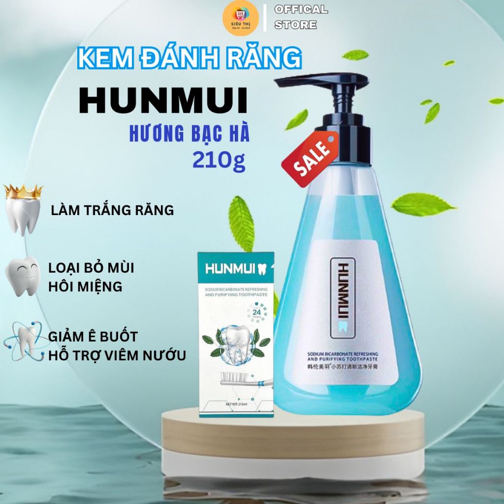 KEM ĐÁNH RĂNG Hunmui, Giúp Trắng Răng Giảm Ố Vàng, Hết Hôi Miệng