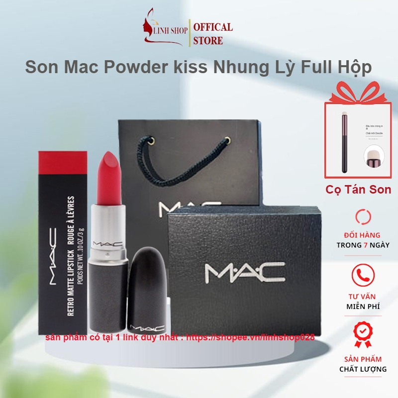Son Mac Powder Kiss Thỏi Son Nhung Lì lâu Trôi Chính Hãng 3g