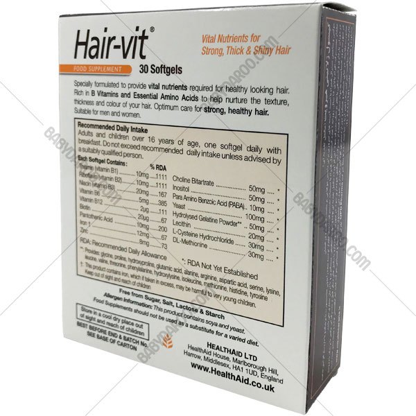 [NHẬP KHẨU CHÍNH HÃNG] VIÊN UỐNG HAIR VIT KÍCH THÍCH MỌC TÓC ĐẸP DA 30 VIÊN