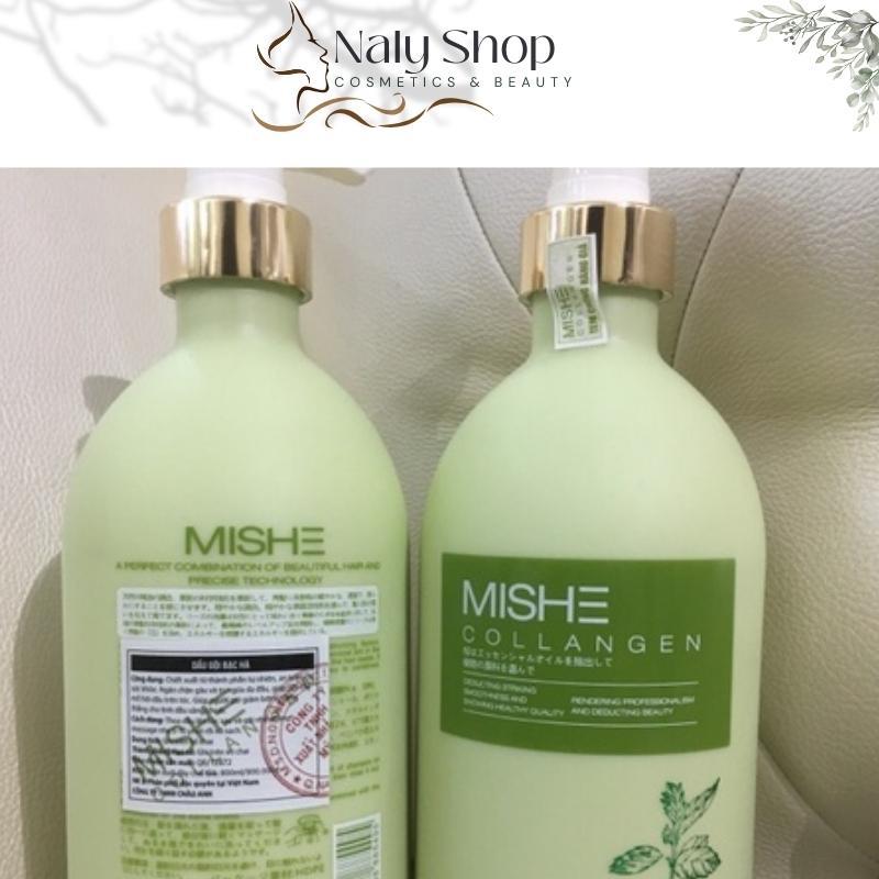 Mishe Collagen Bộ Dầu Gội Xả Chống Rụng Và Kích Thích Mọc Tóc  800mlX2, Dầu Gội Thảo Dược Giúp Tóc Mềm Mượt Chắc Khỏe