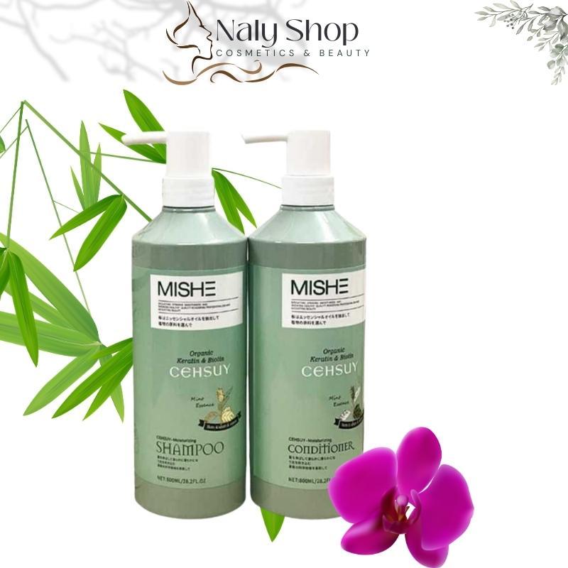 Mishe Collagen Bộ Dầu Gội Xả Chống Rụng Và Kích Thích Mọc Tóc  800mlX2, Dầu Gội Thảo Dược Giúp Tóc Mềm Mượt Chắc Khỏe
