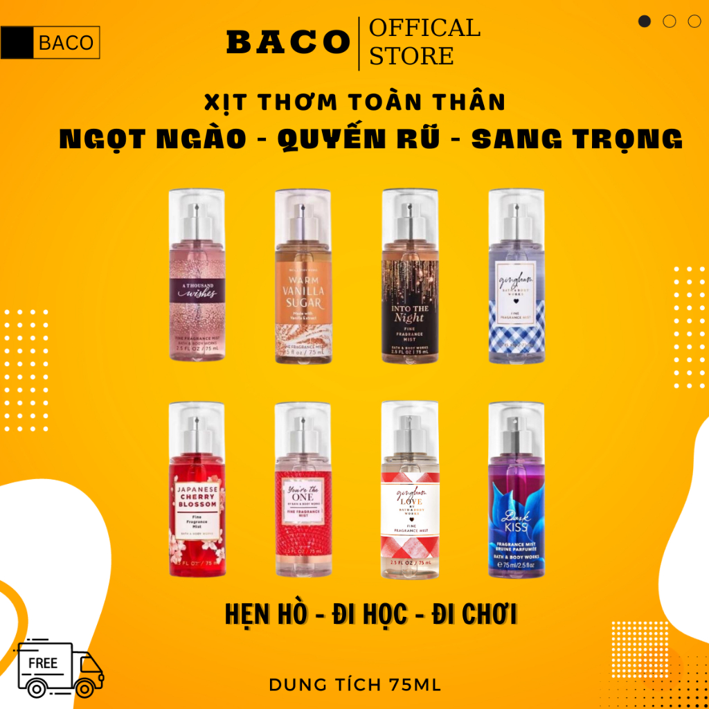 body mist Xịt thơm Toàn thân 75ml Sang trọng, quyến rũ