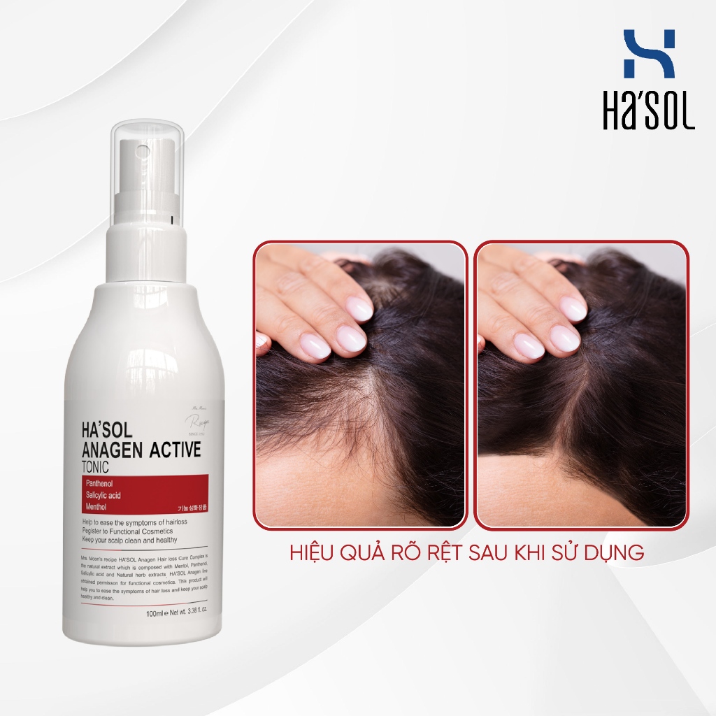 Xịt Kích Mọc Tóc Dưỡng Da Đầu Nuôi Dưỡng Nang Tóc Chắc Khỏe Dành Cho Tóc Rụng Mỏng Yếu Hasol  Anagen Active Tonic 100ml